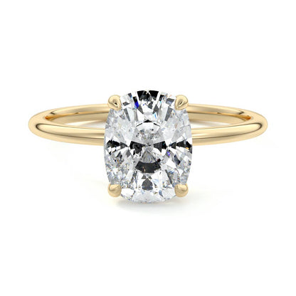 Hidden Halo Ring with 1.0 CT Cushion Cut Moissanite