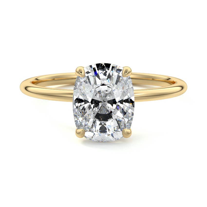 Hidden Halo Ring with 1.0 CT Cushion Cut Moissanite