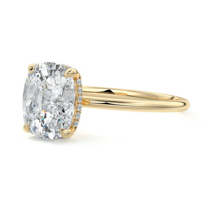 Hidden Halo Ring with 1.0 CT Cushion Cut Moissanite