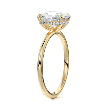Hidden Halo Ring with 1.0 CT Cushion Cut Moissanite