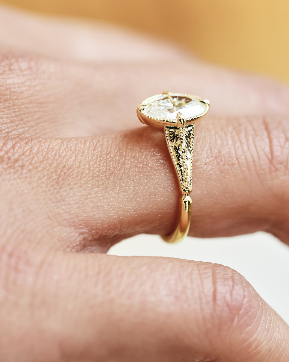 Camille- Oval Solitaire Vintage Style Lab Grown Diamond Engagement Ring