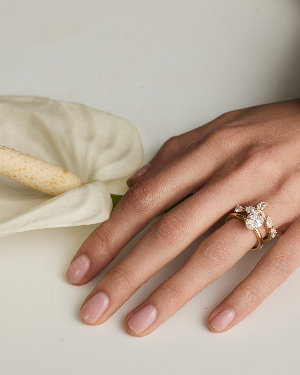 Clara- Pear Open Wrap Lab Grown Diamond Wedding Band