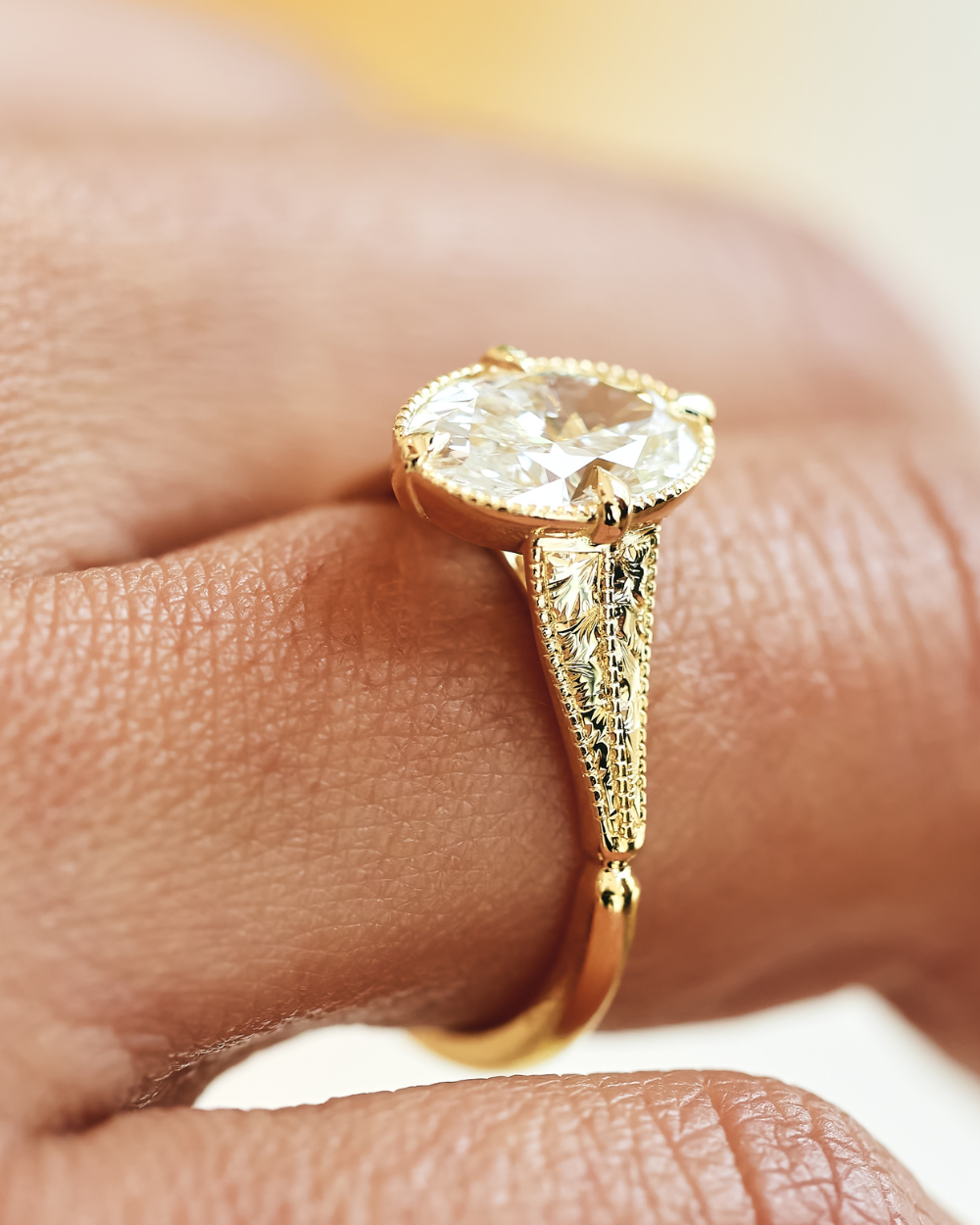 Camille- Oval Solitaire Vintage Style Lab Grown Diamond Engagement Ring