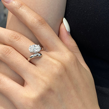 Oval cut CVD diamond unique engagement ring