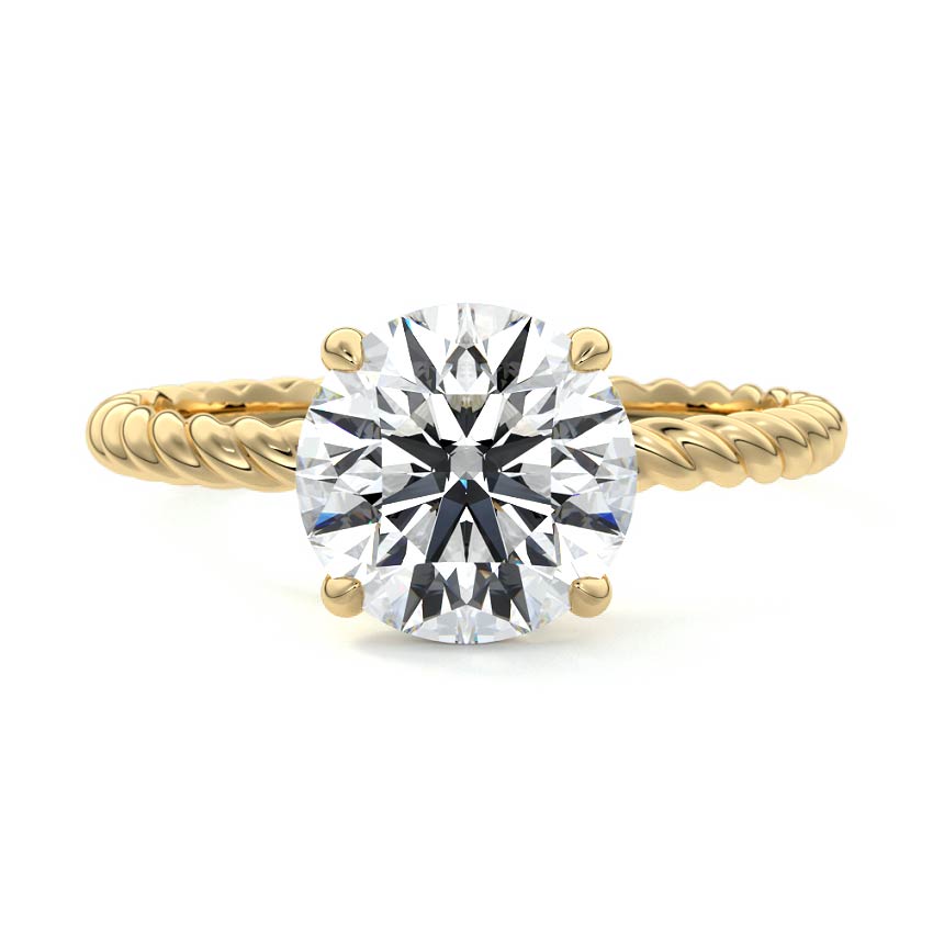 Hidden Halo Twisted Pave Ring with 1.0 CT Round Cut Moissanite