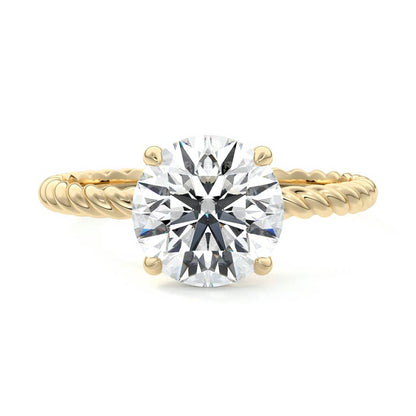 Hidden Halo Twisted Pave Ring with 1.0 CT Round Cut Moissanite