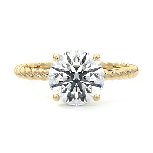 Hidden Halo Twisted Pave Ring with 1.0 CT Round Cut Moissanite