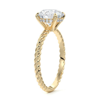 Hidden Halo Twisted Pave Ring with 1.0 CT Round Cut Moissanite