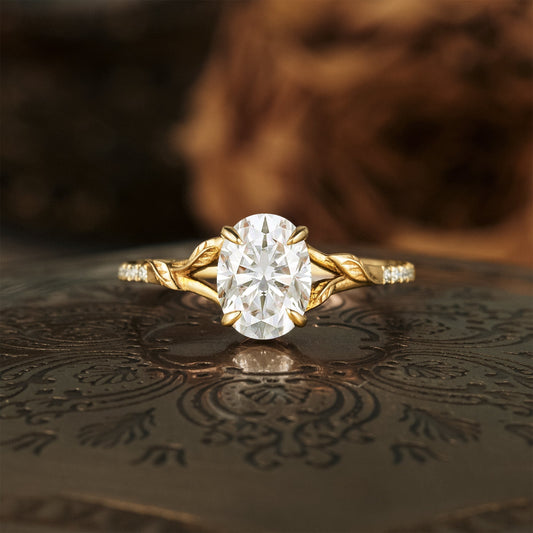 1.32 CT Carat Moissanite Diamond Oval Shape Split Shank Engagement Ring