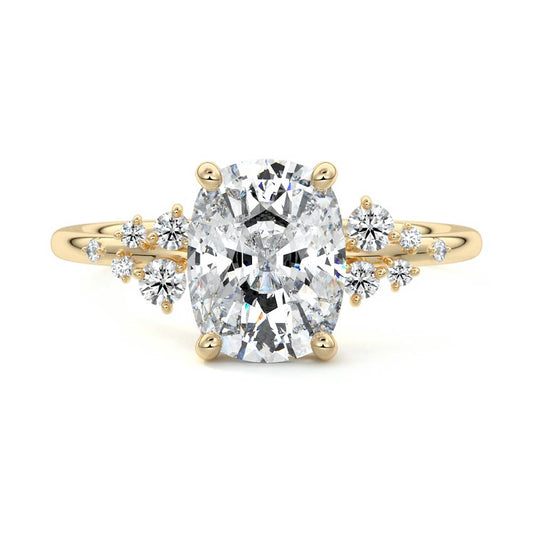 Cluster Ring with 1.20 CT Cushion Cut Moissanite
