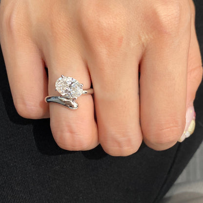 Oval cut CVD diamond unique engagement ring