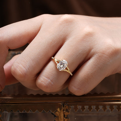1.32 CT Carat Moissanite Diamond Oval Shape Split Shank Engagement Ring