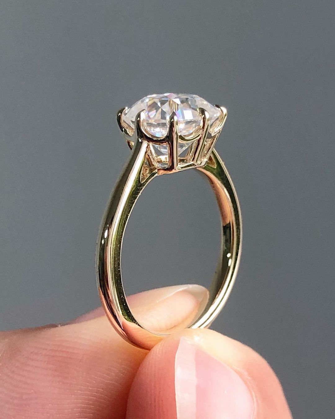 Solitaire Ring with 1.74 CT Old Mine Cushion Cut Moissanite