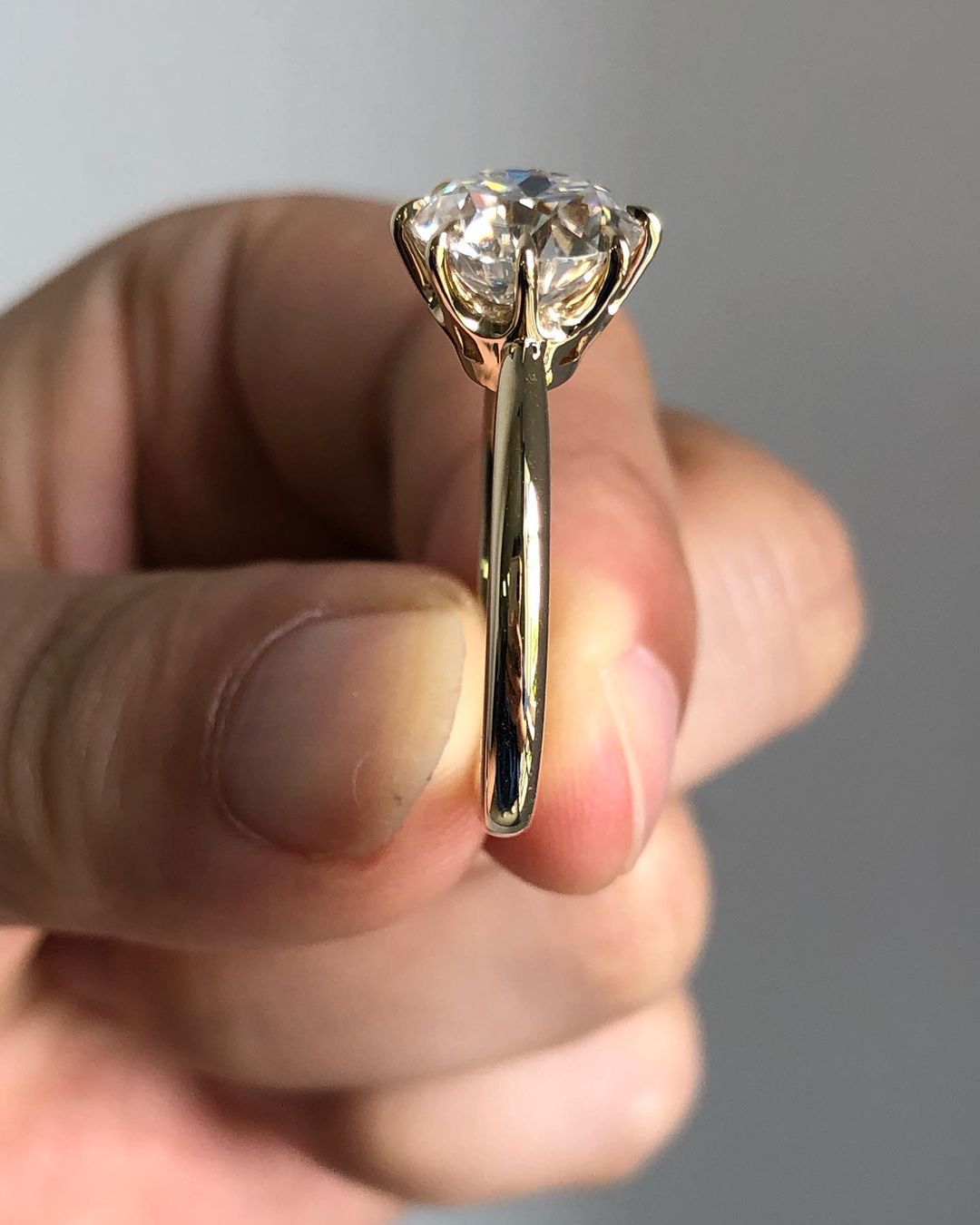 Solitaire Ring with 2.0 CT Old Mine Round Cut Moissanite