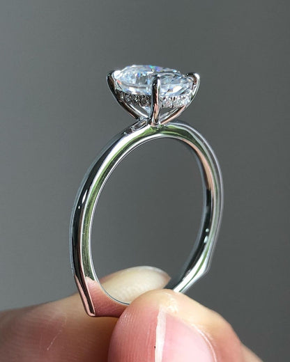 Hidden Halo Ring with 1.33 CT Oval Cut Moissanite