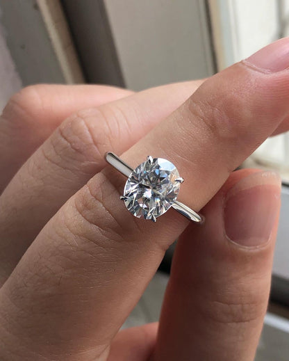 Solitaire Ring with 1.33 CT Oval Cut Moissanite