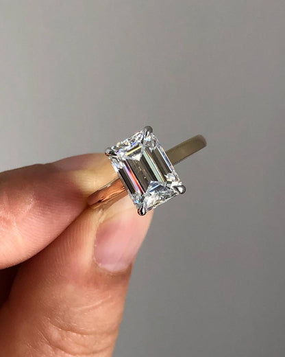 Hidden Halo Ring with 1.91 CT Emerald Cut Moissanite
