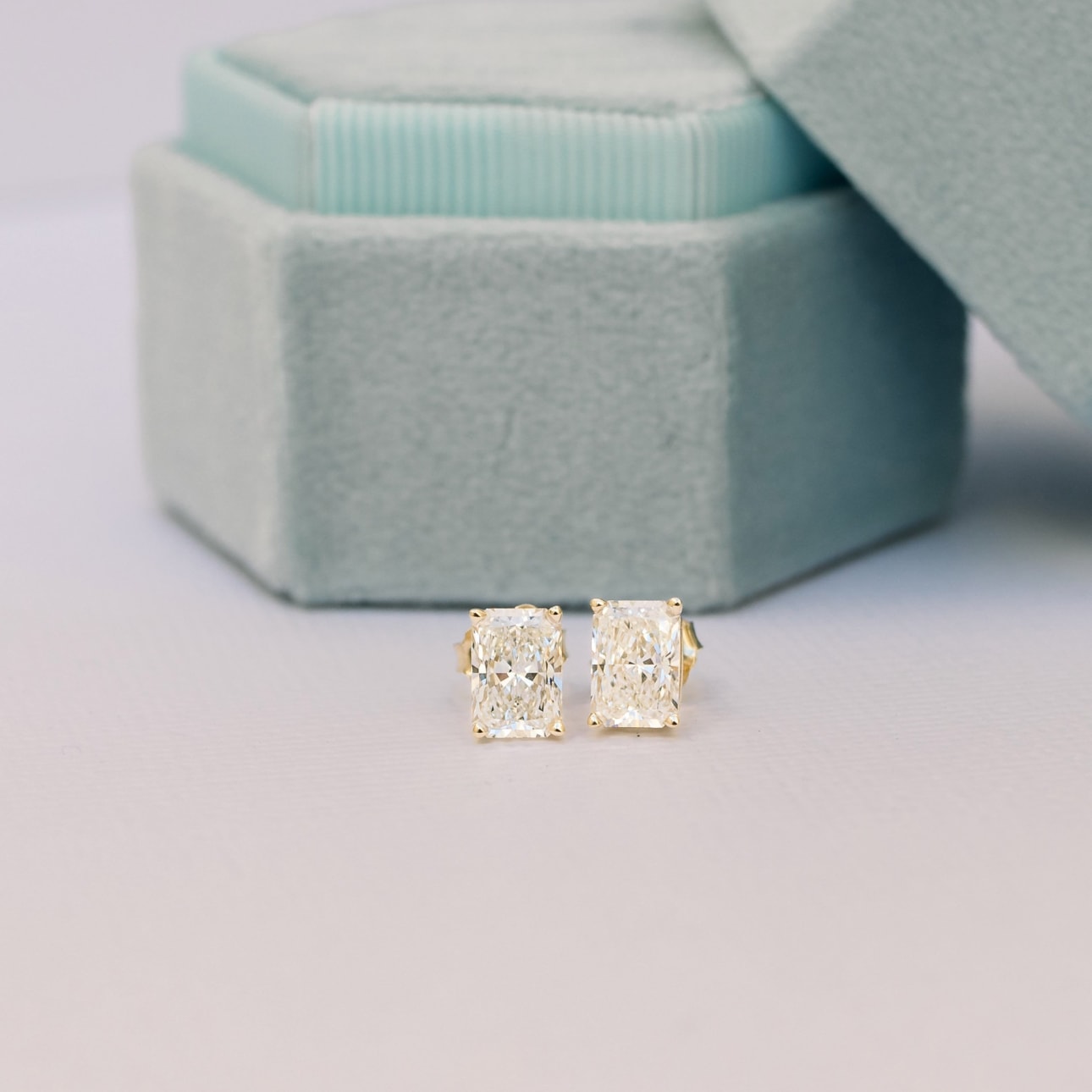 Solitaire Stud Earrings with 1.0 CT-3.0 CT Radiant Cut Moissanite