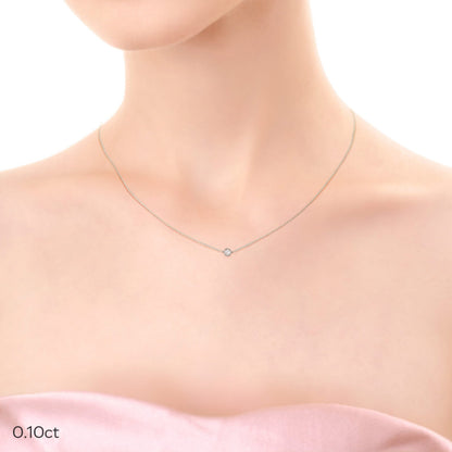 Single Bezel Necklace with 0.10 TCW Floating Cosmopolitan Round Cut Moissanite