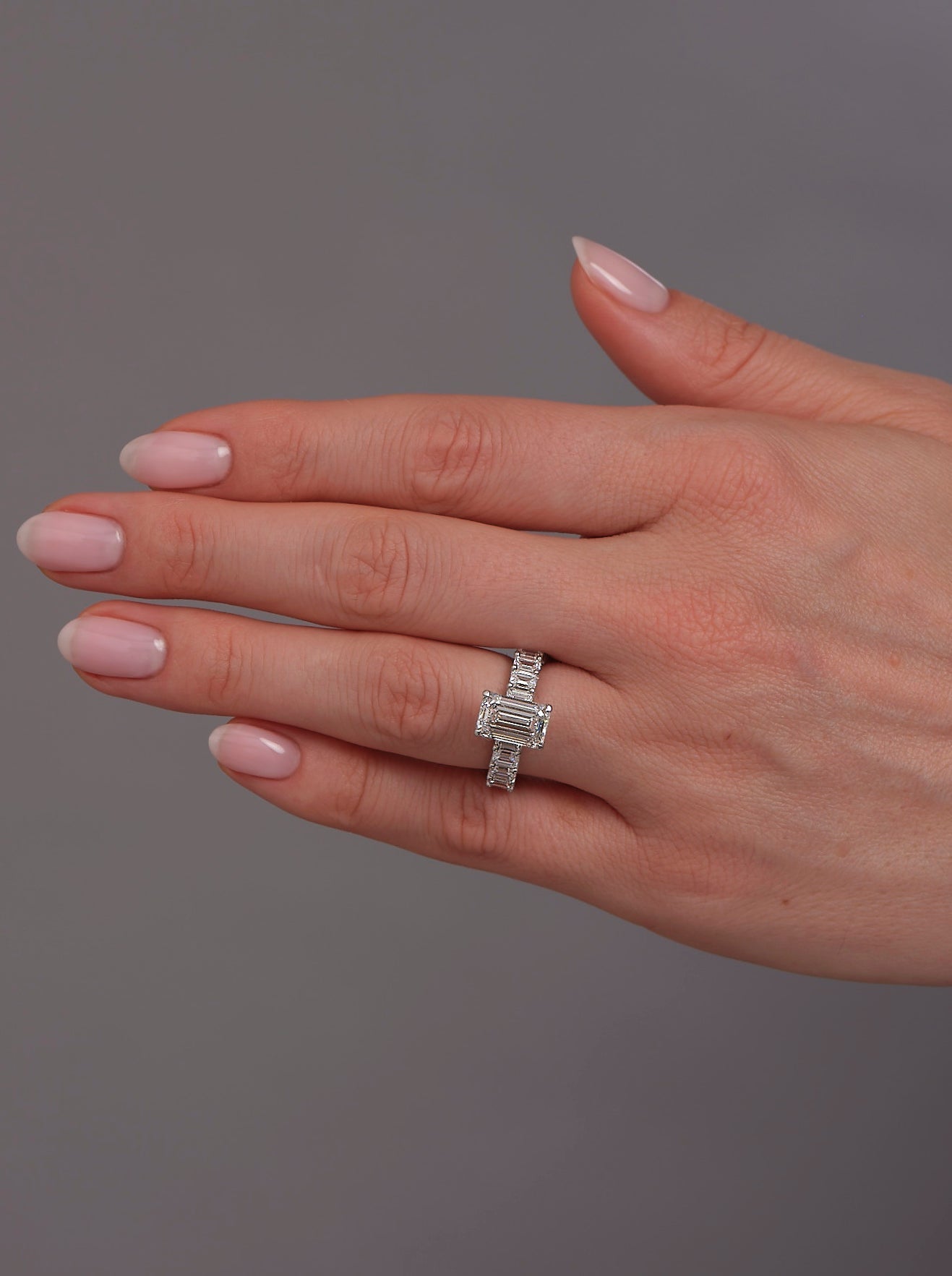 Pave Setting Ring with 3.40 CT Emerald Cut Moissanite