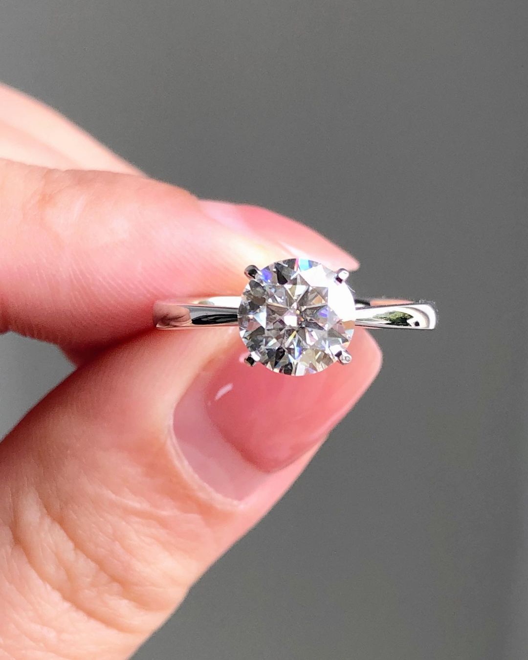 Solitaire Ring with 1.50 CT Round Cut Moissanite