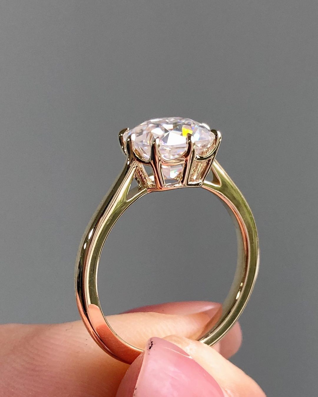 Solitaire Ring with 1.75 CT Old Mine Cushion Cut Moissanite