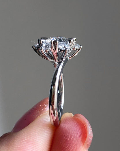 Floral Style Ring with 1.0 CT Round Cut Moissanite