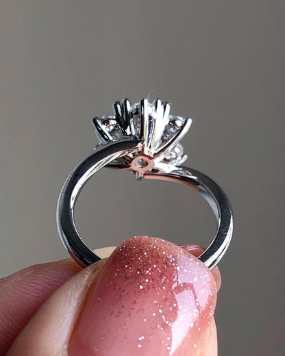 Floral Style Ring with 1.0 CT Round Cut Moissanite