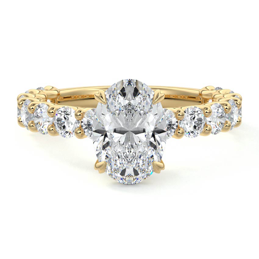 Pave Ring with 1.0 CT Oval Cut Moissanite