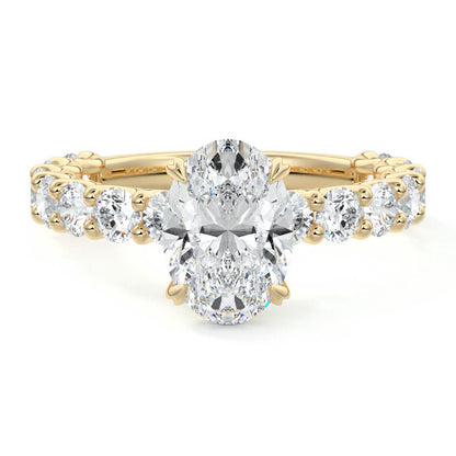 Pave Ring with 1.0 CT Oval Cut Moissanite