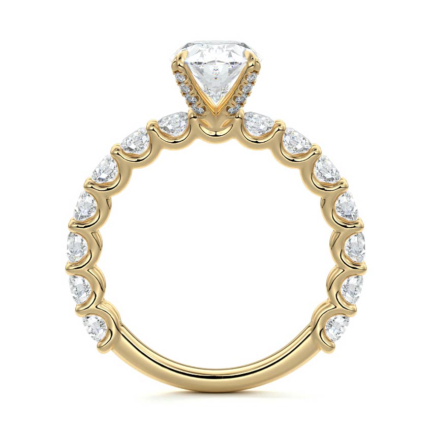 Pave Ring with 1.0 CT Oval Cut Moissanite