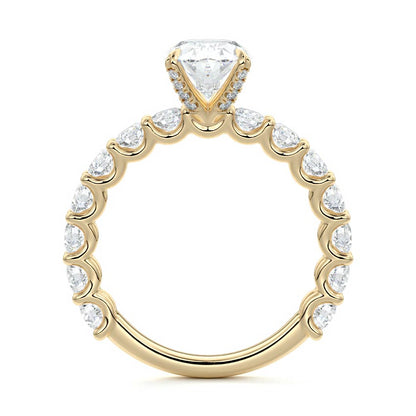 Pave Ring with 1.0 CT Oval Cut Moissanite