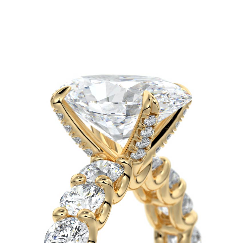 Pave Ring with 1.0 CT Oval Cut Moissanite