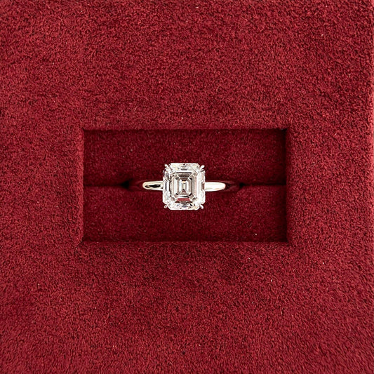 Asscher cut CVD diamond solitaire engagement ring