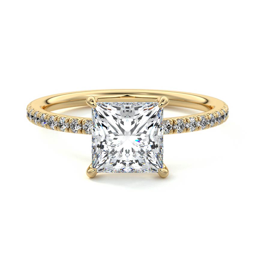 Pave Setting Ring with 2.0 CT Princess Moissanite