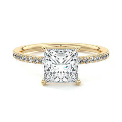 Pave Setting Ring with 2.0 CT Princess Moissanite