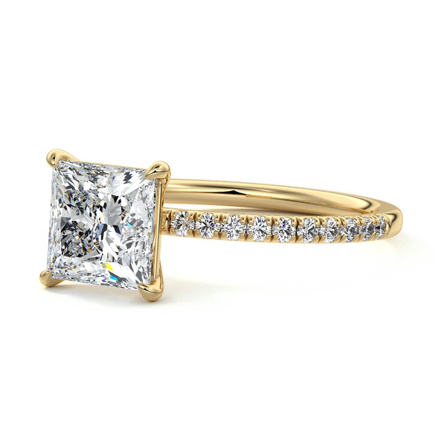 Pave Setting Ring with 2.0 CT Princess Moissanite