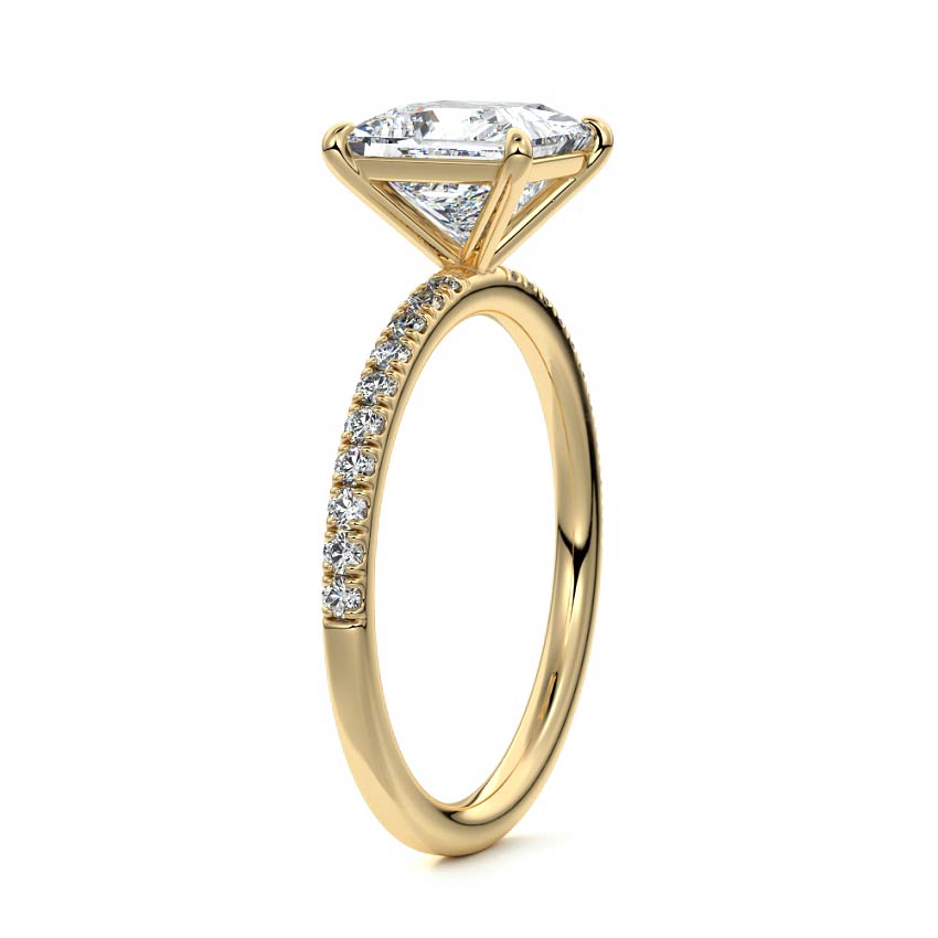Pave Setting Ring with 2.0 CT Princess Moissanite