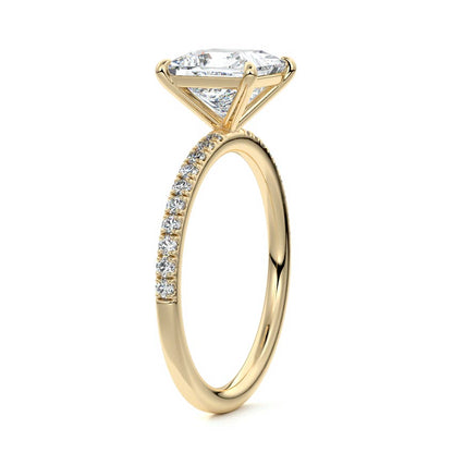 Pave Setting Ring with 2.0 CT Princess Moissanite