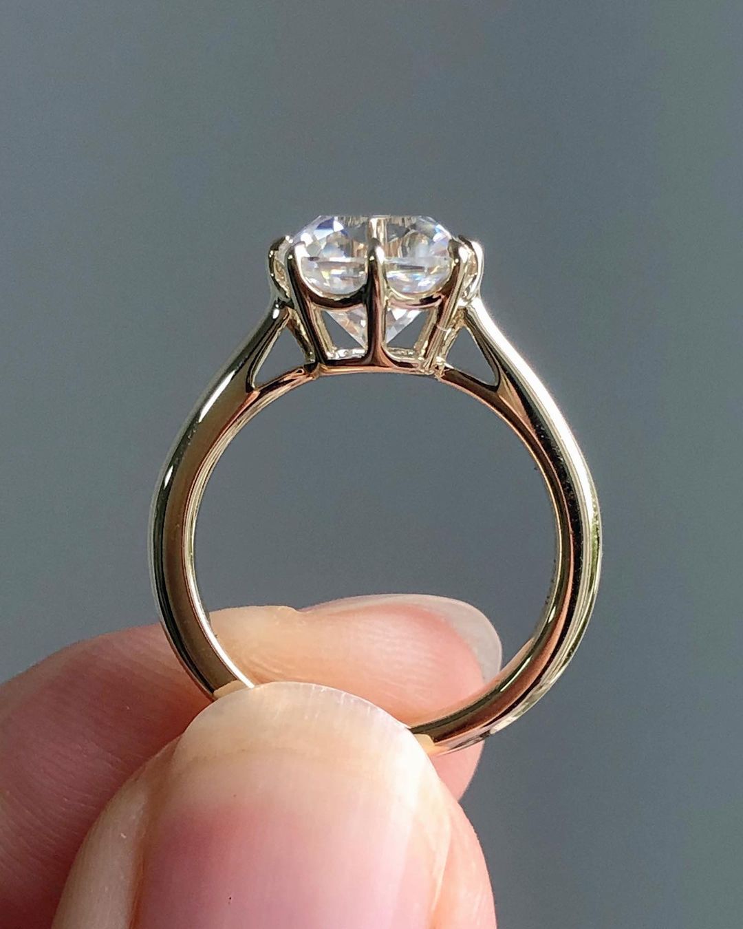 Solitaire Ring with 1.74 CT Old Mine Cushion Cut Moissanite