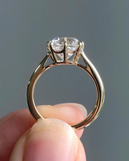 Solitaire Ring with 1.74 CT Old Mine Cushion Cut Moissanite