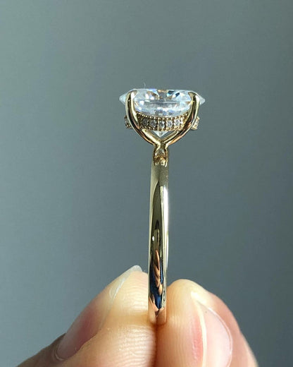 Hidden Halo Ring with 1.33 CT Oval Cut Moissanite