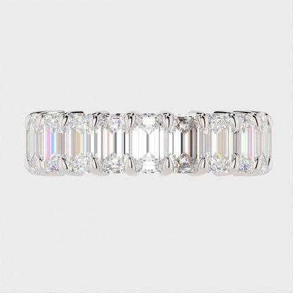 Full Eternity Wedding Band with 1.70 TCW Emerald Cut Moissanite