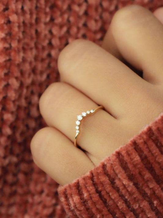 Curved Band with 0.10 TCW Round Cut Moissanite