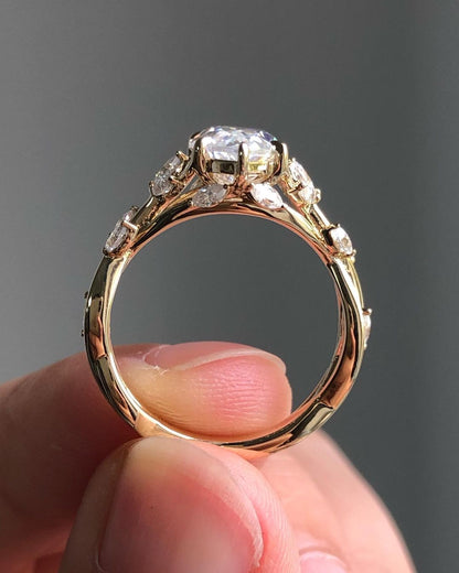 Twig Style Ring with 1.58 CT Marquise Cut Moissanite