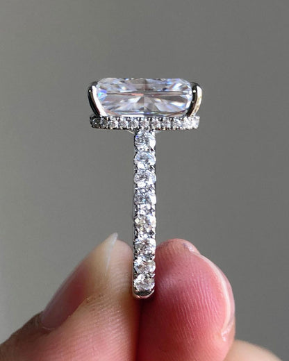 Hidden Halo Ring with 4.45 CT Radiant Cut Moissanite