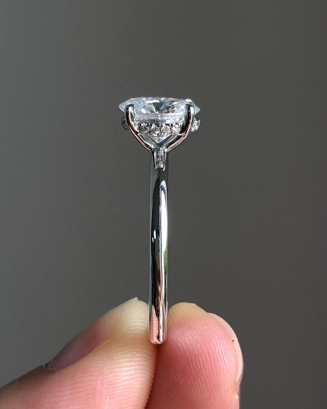 Hidden Halo Ring with 1.33 CT Oval Cut Moissanite