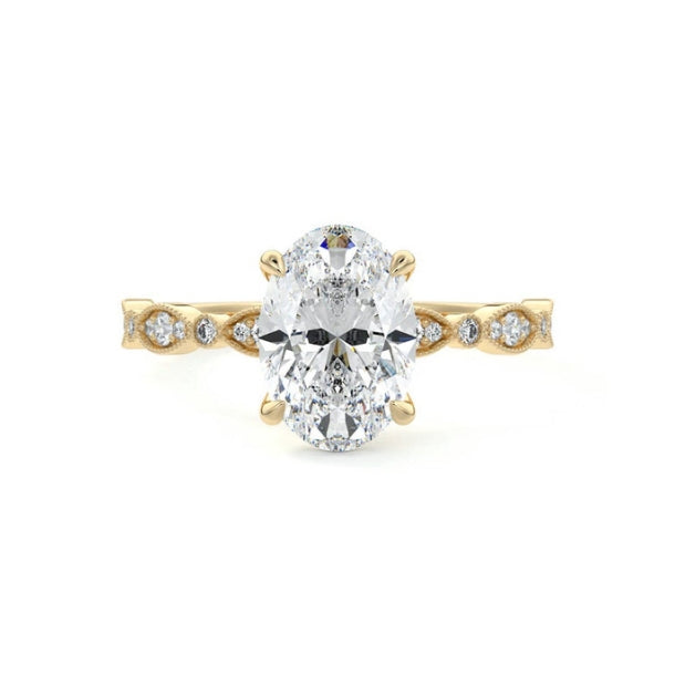Pave Setting Ring with 2.0 CT Oval Moissanite