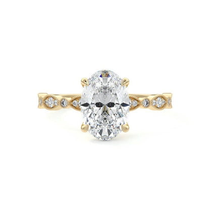 Pave Setting Ring with 2.0 CT Oval Moissanite