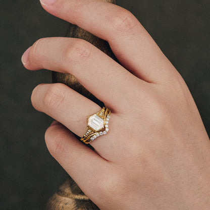 1.2 CT Hexagon Shaped Moissanite Diamond Bridal Set With Vintage Setting